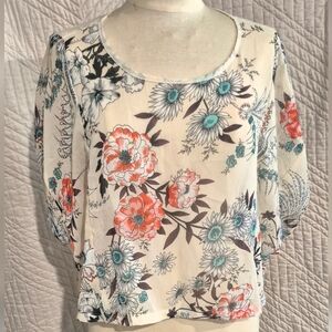 Living Doll Floral Blouse - Cream and Red